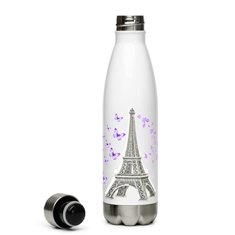 tsgabrielle® • Paris - La Tour Eiffel • Water Bottle • White • Stainless Steel • 17 oz