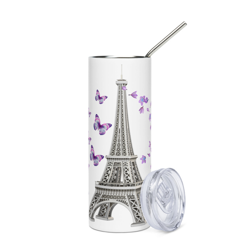 tsgabrielle® • Paris - La Tour Eiffel • Tumbler • Stainless Steel • White • 20 oz